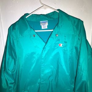 Vintage Champion Spellout Teal Coach Jacket Large